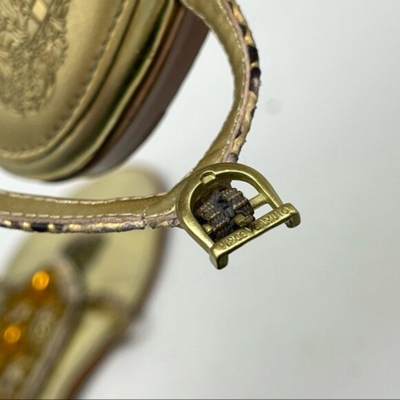 Vince Camuto VC-AMI Sandals in 7.5 snakeskin gold amber rhinestones - Picture 7 of 13